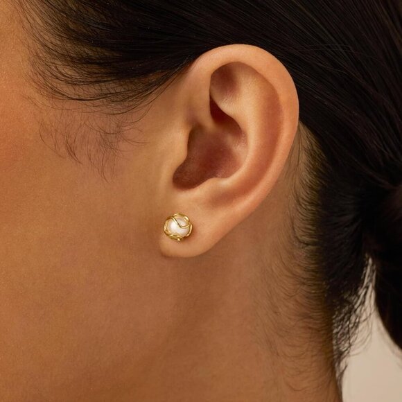 New 14K Gold Plated Pearl Jewelry Set for Women - Gold Pearl Necklace and Earrin - Picture 4 of 5